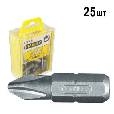 Купить Бита с шестигранным хвостовиком 1/4” под шлиц Ph1 длиной 25 мм STANLEY 1-68-942. Официальный фирменный магазин Dewalt Stanley Black+Decker Bostitch